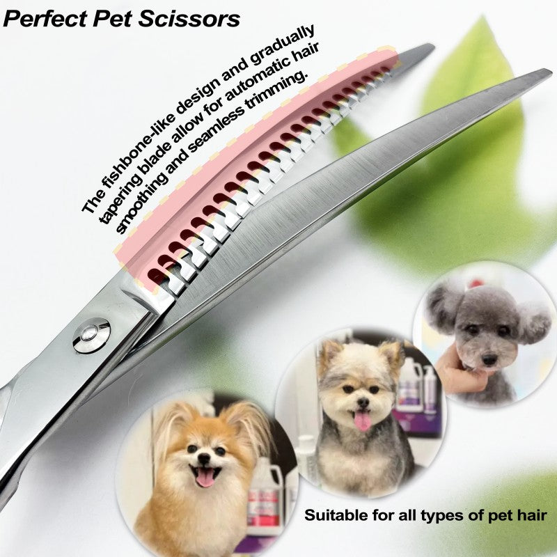 wingsbro 8 inch Pet Dog Grooming Scissors Professional Trimming Scissors Bent Scissors   Dogs Curved Scissors for Dog Beauty