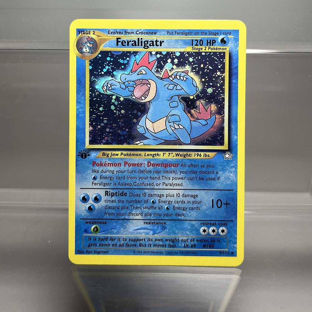 Cartas PROXY PKM Gym-Challenge/Neo-Genesis Lugia Typhlosion Rocket's Mewtwo PTCG Foil Game Collection Cards Game Toys