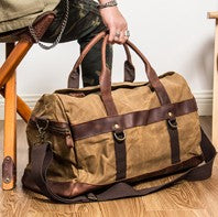 WaterProof Waxed Canvas Leather Men Travel Bag Hand Luggage Bag Carry On Large tote Vintage Men Duffle Weekend Bag big Overnight