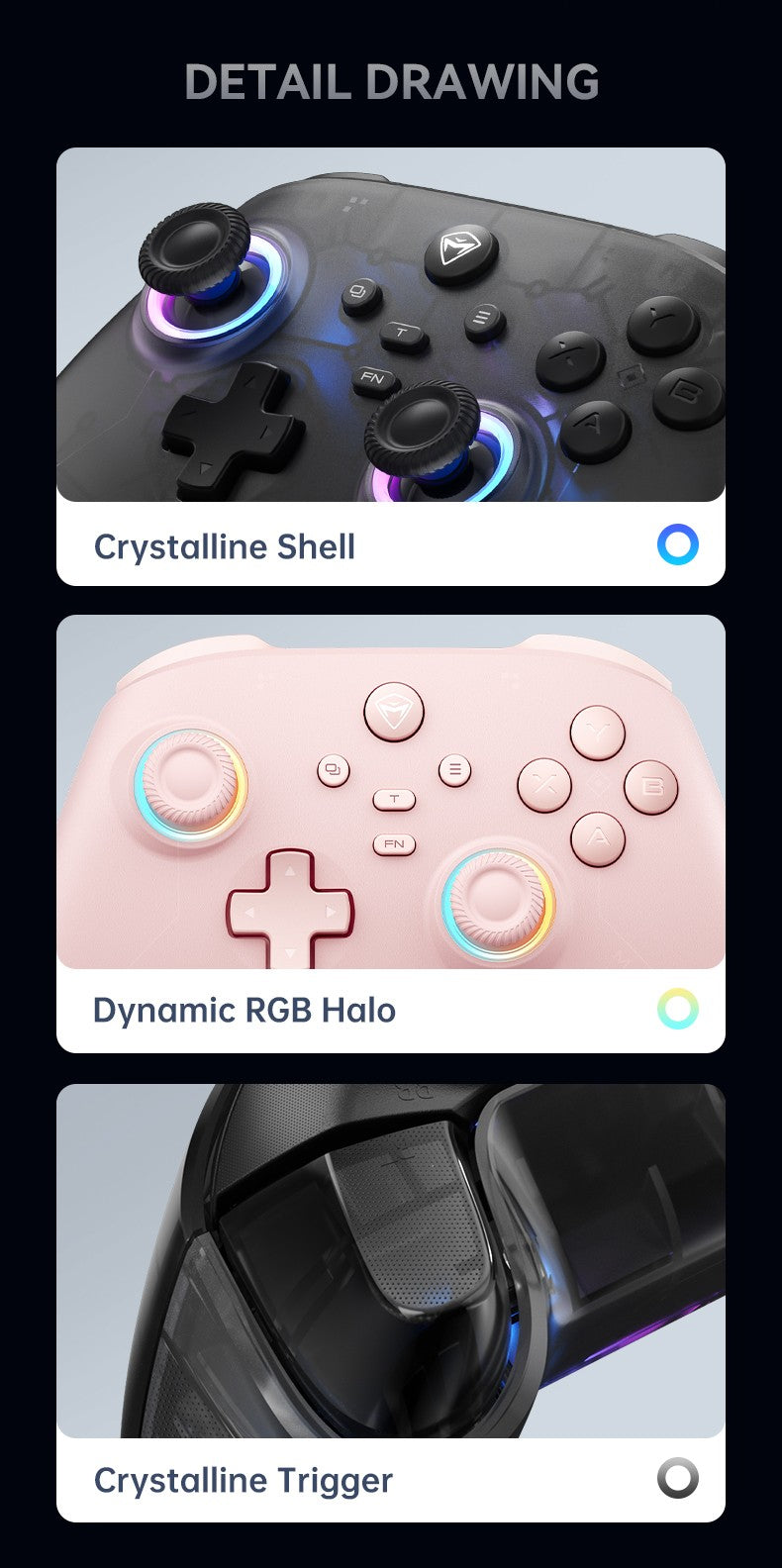 Machenike G3V2 G3Pro PC Gaming Controller Hall Joysticks Hall Effect Gamepad for Nintendo Switch iPhone Android Mobile Phone PC