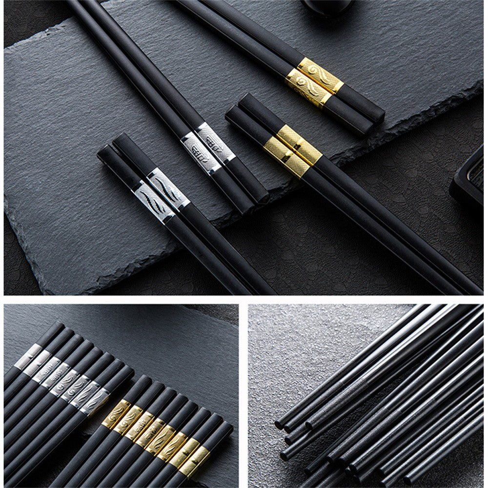 1 Pair Chinese style chopsticks tableware food stick alloy Catering utensils sushi sticks Non-slip Household Kitchen Utensils