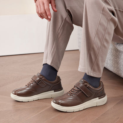 Fittington Diabetic Shoes For Men Extra Wide Width Velcro Walking Shoes Water-Repellent Slip On Leather Sneakers For Diabetic S