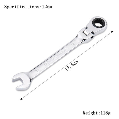 Chave de Boca Catraca Combinada Métrica com Cabeça Flexível Catraca Chave Métrica Padrão 11-15mm Ferramentas Resistentes de Aço Cromo Vanádio