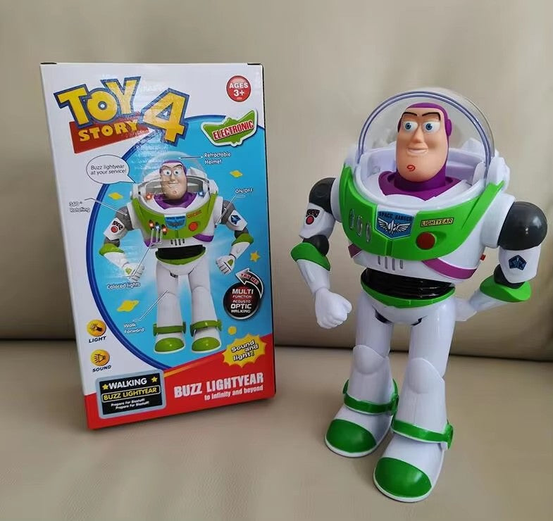 Disney Toy Story Buzz Lightyear Desenho Animado Boneco Modelo Brinquedos Pixar Robô Andante Elétrico com Luz Boneco de Ação Presente de Aniversário para Crianças