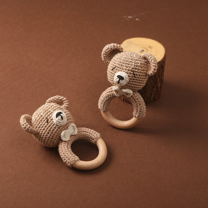 Brinquedos de Crochê para Bebês Chocalho de Animal Desenho Animado Chocalhos Musicais para Bebês Chocalho de Dentista Kawaii Brinquedo de Bebê 0-12 Meses Brinquedos Montessori