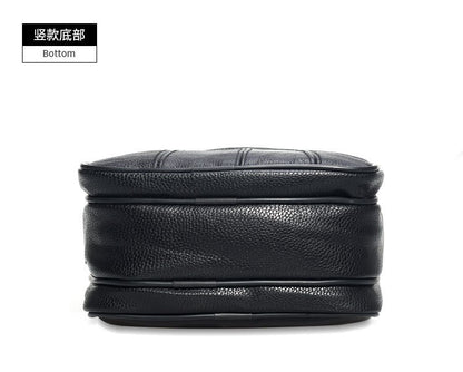 Men Genuine Leather Shoulder Bag Male Cowhide Leather Handbags Men's Large Zipper Messenger Bag Travel Tablet Bag Tote