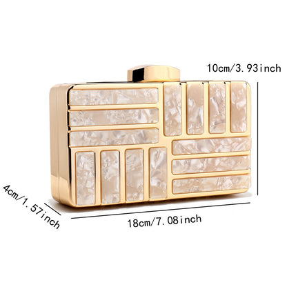Acrylic Women Clutch Evening Bags Flap Luxury New Arrival Hollow Out Style Glitter Handbags Metal Chain Party Wedding Bridal Pro