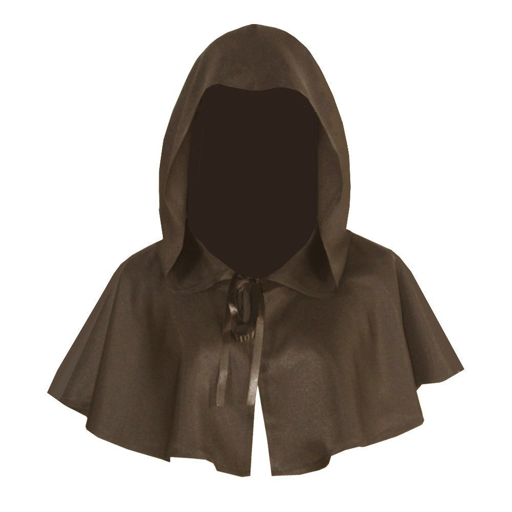 Halloween Cosplay Death Cloak Short Hooded Cloak Sorcerer Witch Costume Vampire Devil Wizard Black Cape Party Accessories 2025