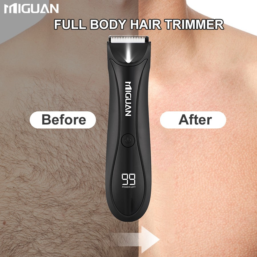 Electric Men's Body Groomer, Hair Clipper & Shaver with USB Charging Docking Station | Features Digital Display | Men's Grooming