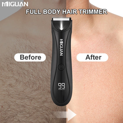 Electric Men's Body Groomer, Hair Clipper & Shaver with USB Charging Docking Station | Features Digital Display | Men's Grooming