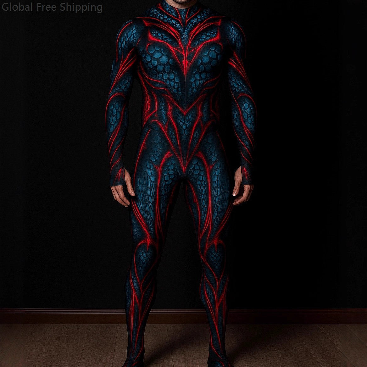 Halloween Lizard Bodysuit Men's Unique Muscle Series Holiday Jumpsuit Carnival Costume Adult Roleplay Party Masquerade Ball Set