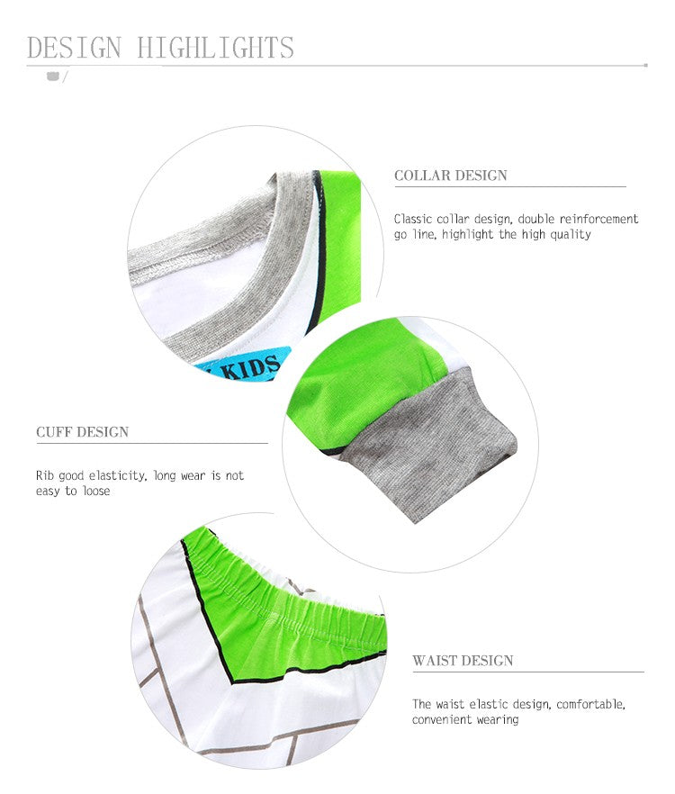 New Kids Pajama Set Cotton Soft Buzz Lightyear Print Loungewear Long Sleeve Pjs Sleepwear for Toddler Boys Girls Nighty