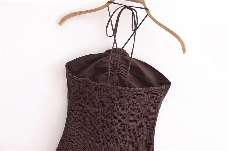 Dresses Summer Women's 2025 New Chic Tube Top Hanging Neck Holiday Dress Women's