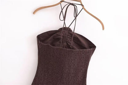 Dresses Summer Women's 2025 New Chic Tube Top Hanging Neck Holiday Dress Women's