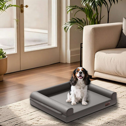 Cama Ortopédica para Cães M-XXL Almofadada em Couro de Microfibra Sofá para Cães de Estimação Impermeável Cama Calmante com Capa Removível Fácil de Limpar