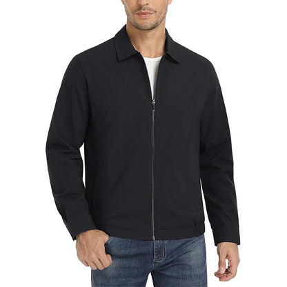 MAGCOMSEN Men's Zip-Front Golf Jacket Spring Summer Casual Jacket Solid Color Turn-down Collar Outerwear Hiking Fishing Travel