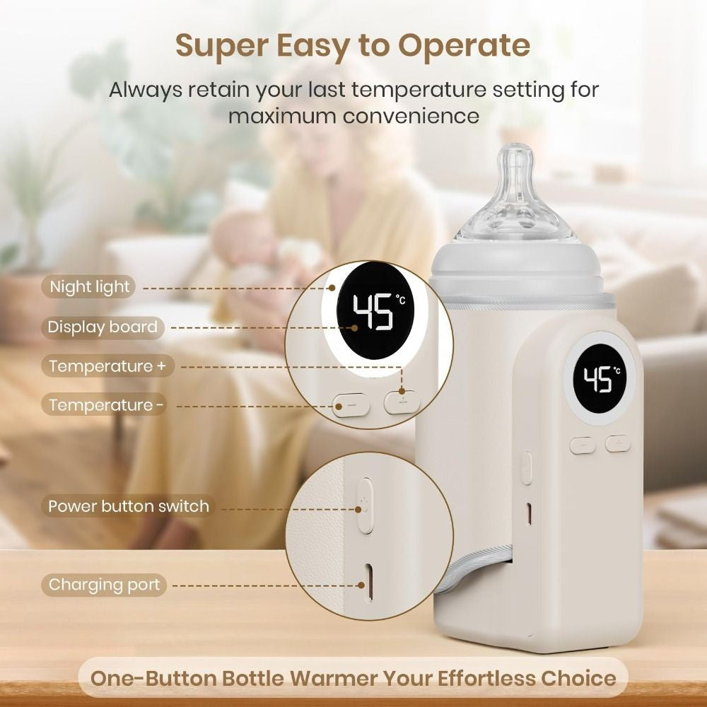 4-in-1 Baby Bottle Warmer Constant Temperature Wireless Milk Warmer Digital Display Rapid Warming Nighttime Milk Warmer Travel