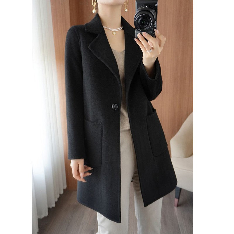 Autumn Winter Girls Fashion Mid-Long Jackets Female Casual Woolen Blends Coats Clothes Lady Korean Fashion Designer Coat