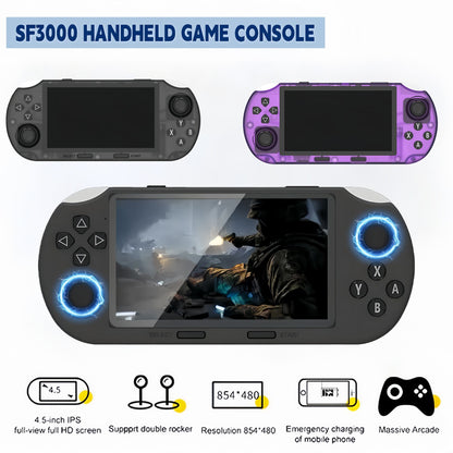 SF3000 Retro Handheld Video Game Console Games Pocket Player with 4.5 Inch IPS Screen 3000mAh Portable Linux System
