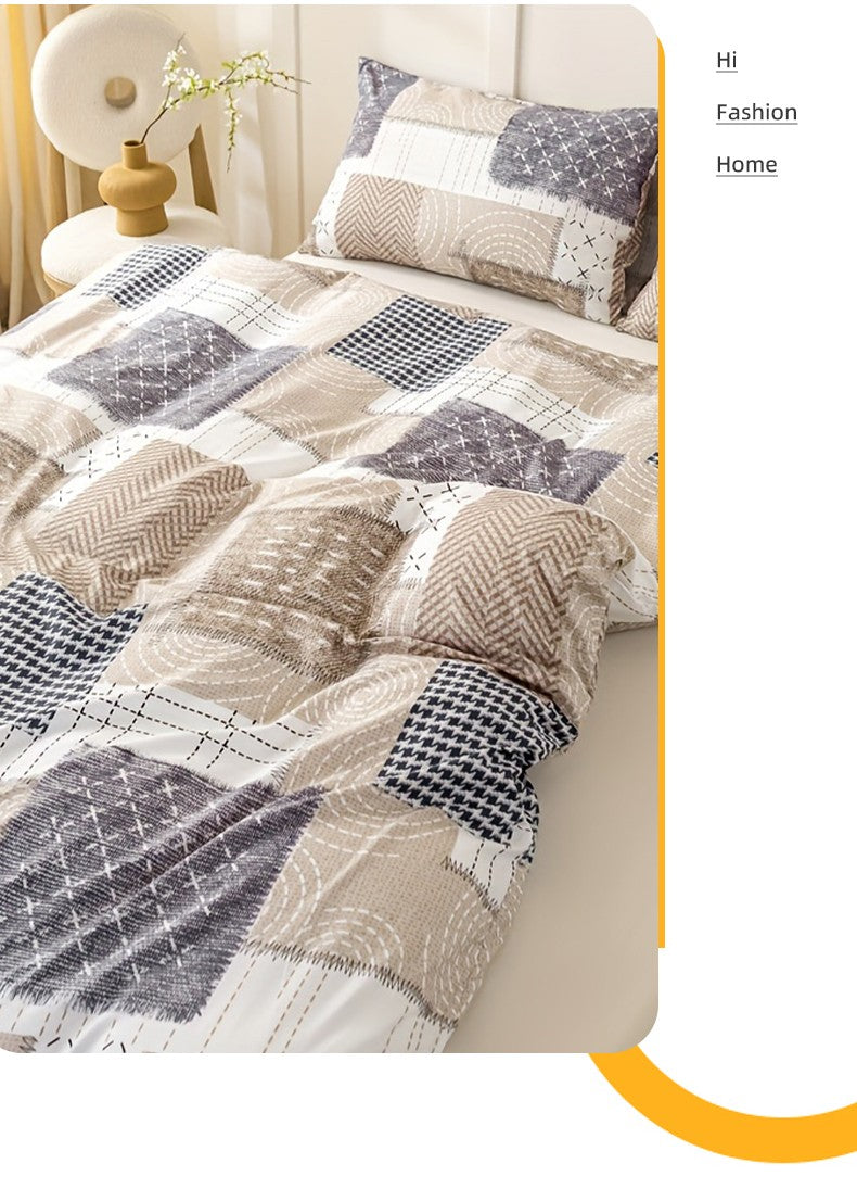 Conjunto de capa de edredom com estampa de retalhos chique de 3 peças, conjunto de cama macio e delicado para a pele inclui 1 capa de edredom e 2 fronhas