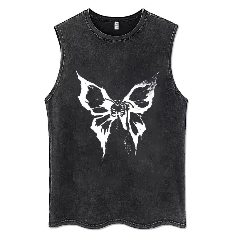 2025 Gothic Washed American Vintage Tank Tops Man Sleeveless Shirt Summer New Trendy Y2k Clothes Casual Gym Vest Oversized