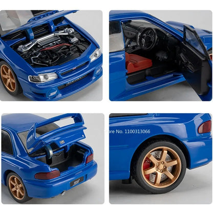 1:32 Subaru Impreza Modelo de Brinquedo de Carro Esportivo de Liga Leve, Carro Superesportivo em Miniatura Fundido com Luz e Som, Portas que Abrem e Fricção para Presentes Infantis