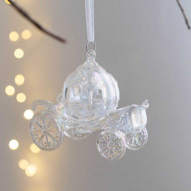 Christmas Decoration Acrylic Crystal Carriage Bells Elk Butterfly Christmas Tree Ornaments for Ice Xmas Party Decor Velas