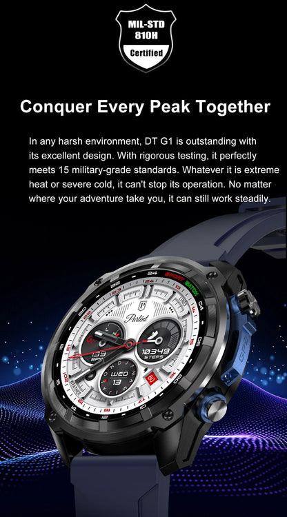 Smartwatch Esportivo Masculino 2025 com GPS Offline, 4GB de Memória, Bateria de 1000mAh, Chamada Bluetooth, Prova d'água 10ATM/IP69K para Natação