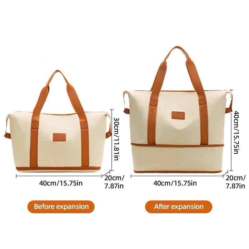 2Pc Multifunctional Travel Duffel Women Weekend Tote Bag Expandable Luggage Handbag Trip Carry On Pack Sports Gym Crossbody Bags