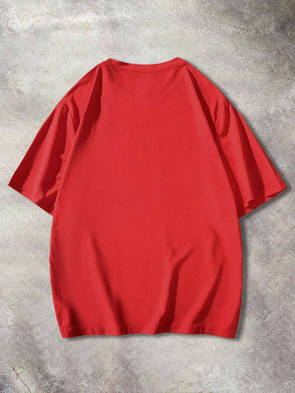 Men's 100% pure cotton summer loose size BE KIND letter cartoon print casual comfortable round neck short sleeved T-shirt top