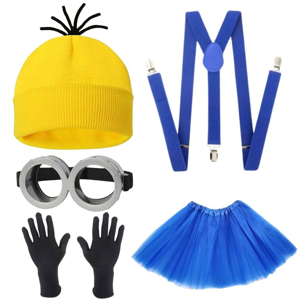 Cartoon Cosplay Fantasy Costume Disguise For Adult Kids Yellow Beanie Stretchy Gloves Steampunk Goggles Halloween Party Costume