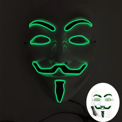 Halloween LED Vendetta Mask Night Club Carnival Party Festival Decoration Cosplay Vendetta Guy Fawkes Mascara Glowing V Mask