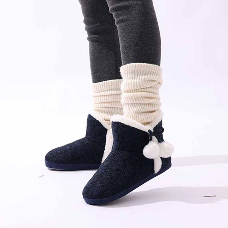 Litfun Winter Warm Plush Boots For Women Outdoor Soft Sole Non-slip Knit Furry Snow Boots Indoor Cozy Fur House Cotton Slippers
