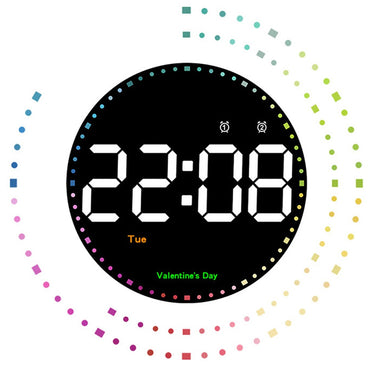Remote Control 10 inch Colorful Led Wall Calendar Clock for Home Decoration with Temperature Display and Dual Alarms