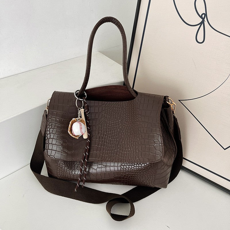 Crocodile Pattern Crossbody Bag For Women Black Shoulder Bag Brand Designer Women Bags Luxury PU Leather Flap Messenger Handbag