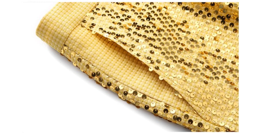 High-quality Sequined Suits Men Clothing Gold / Silver Autumn / Winter New Male Wedding Banquet Party Dress Blazer and Pant