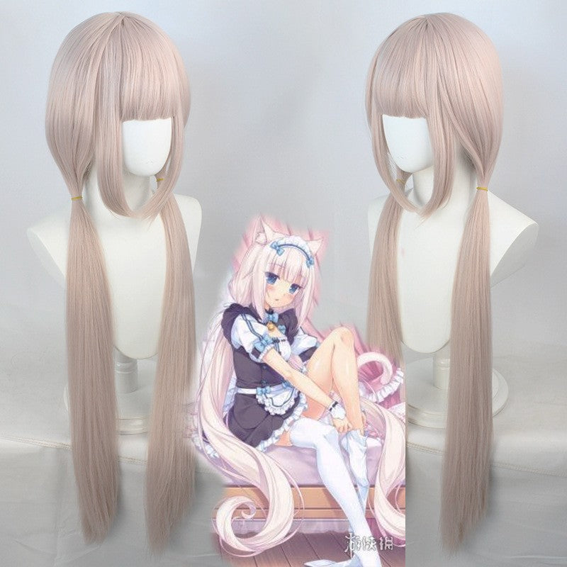 Anime Nekopara Cosplay Peruca Vanilla Chocola Peruca de Cosplay Cabelo Longo Rosa/Castanho Nekopara Cosplay Chocola/Vanilla Peruca de Festa de Natal