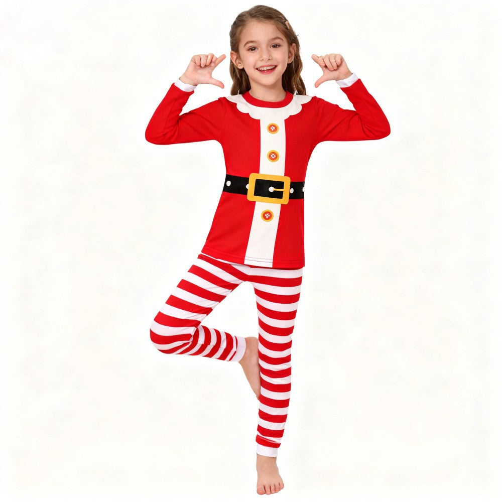 Children's Christmas Long Sleeve Pajama Sets Kids Elf and Santa Claus Sleepwear Boys Pijamas Baby Girls Pjs for Festive Xmas