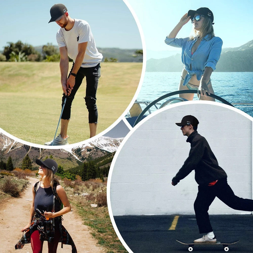Boné com alto-falante Bluetooth, ajustável, sem fio, com viva-voz inteligente para esportes ao ar livre, boné de beisebol Bluetooth sem fio com microfone
