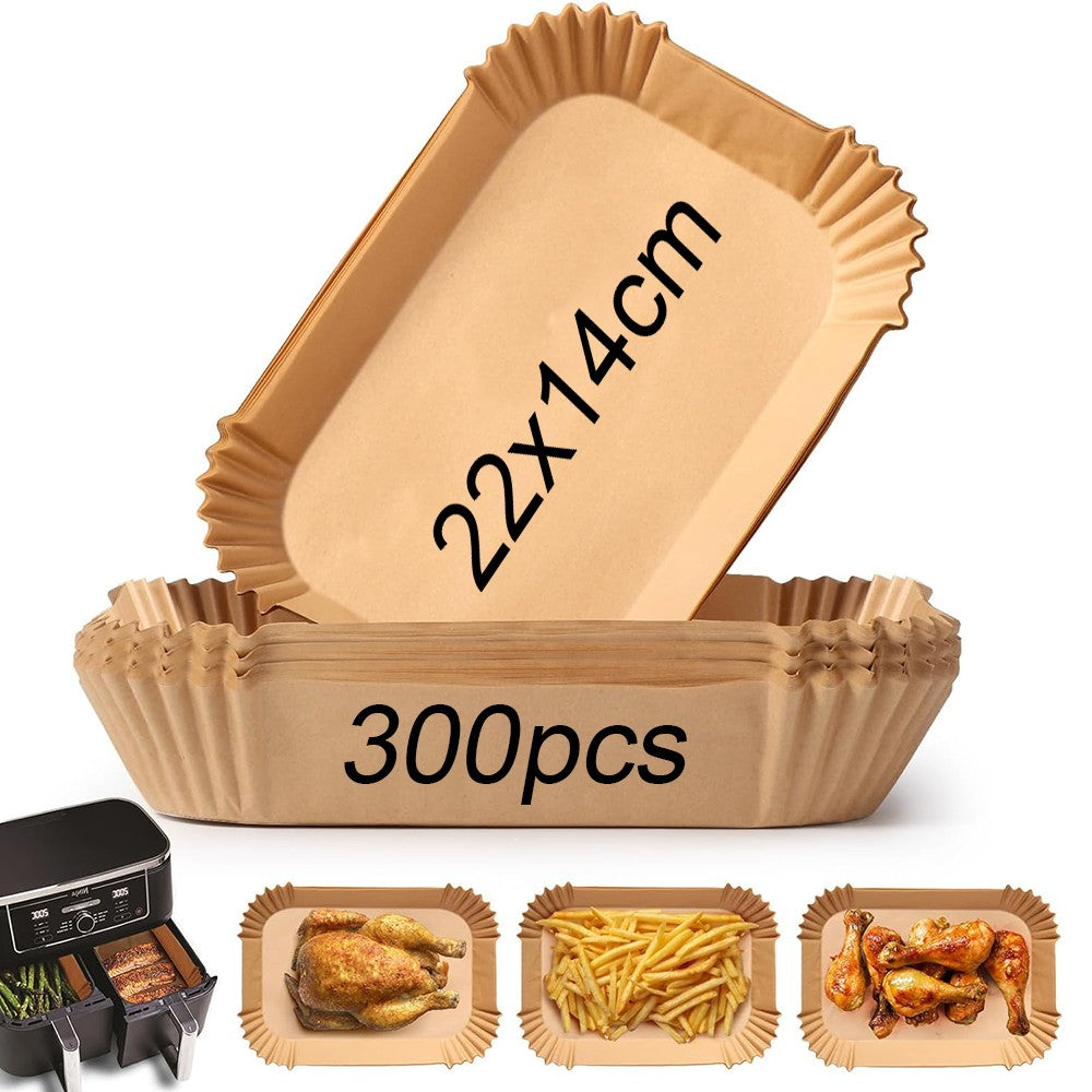 Papel para Fritadeira de Ar de Zona Dupla, 100un 22x14 cm, Papel Antiaderente Descartável para Fritadeira de Ar Cecotec/Masterpro/Ninja AF300EU/AF400EU
