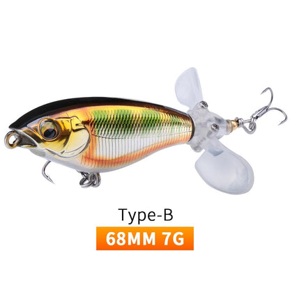 Iscas de Pesca TREHOOK 9g/16g de Superfície Whopper Popper Cauda de Hélice Dupla Giratória Isca Artificial Flutuante