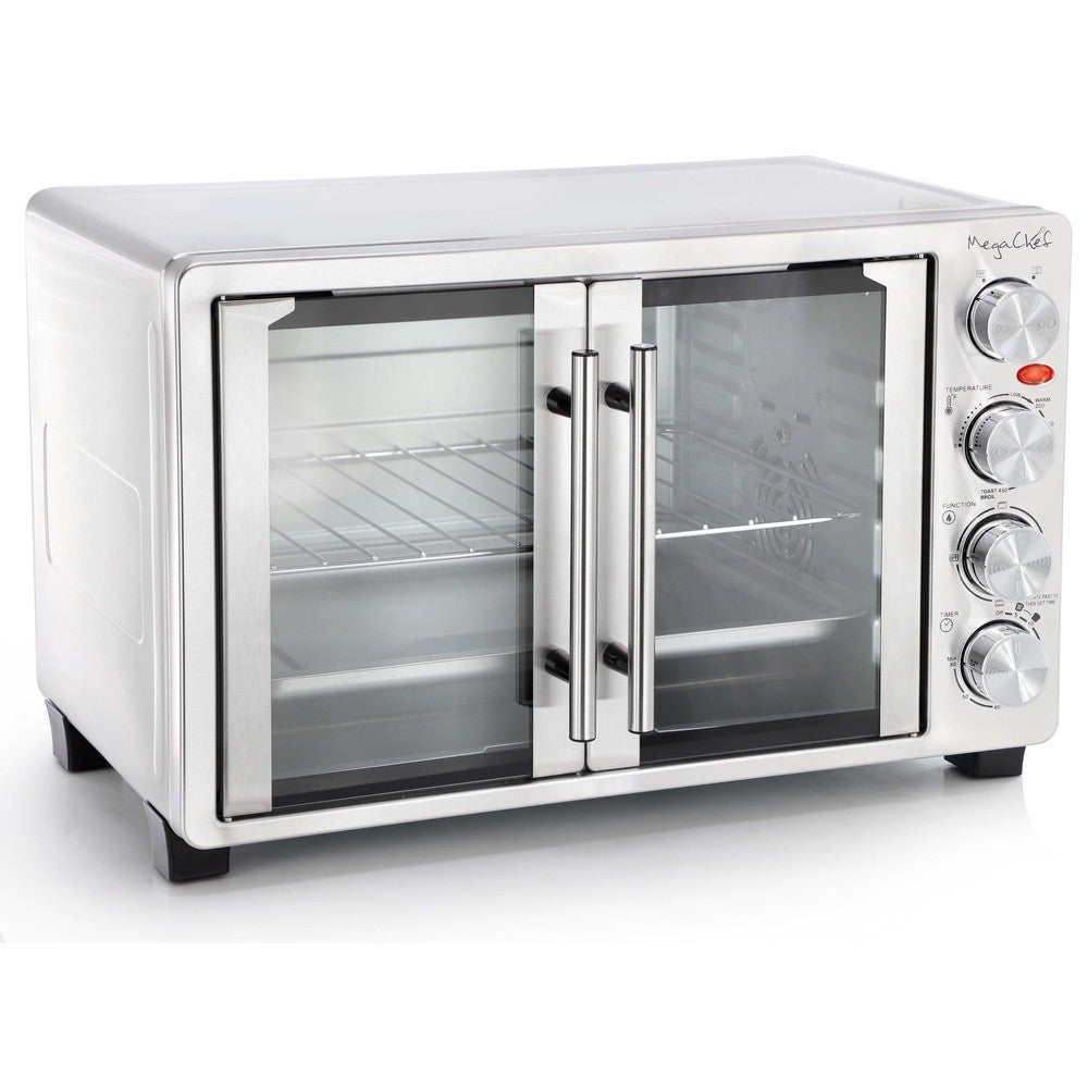 30 Quart Electric Toaster Oven French Door Multi-Function Kitchen Appliance 1500W 60 Minute Timer Adjustable Temperature Bake