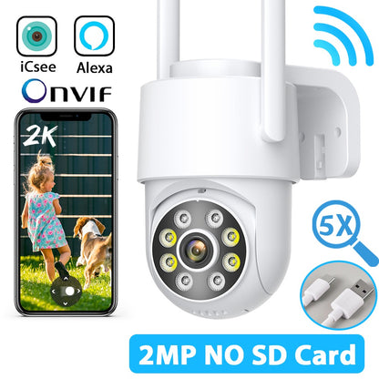 4MP 2K PTZ Wifi Camera ICsee HD Outdoor Surveillance Camera IP66 Waterproof Night Vision Human Detection Alert Home Security CAM