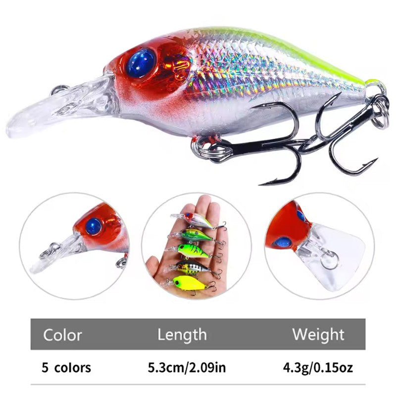 5 iscas artificiais de pesca tipo Crankbait para Robalo e Peixe-Rocha, 4.4g 5cm, superfície, Crank Wobblers para pesca de Lúcio