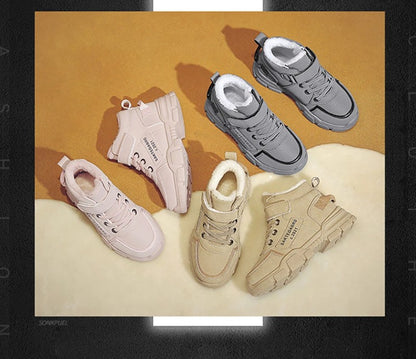 Winter Children's Boots Boys Plus Cashmere Thicken Warm Snow Boots Girls Non-slip Outdoor Boots Student Shoes Hiking Shoes