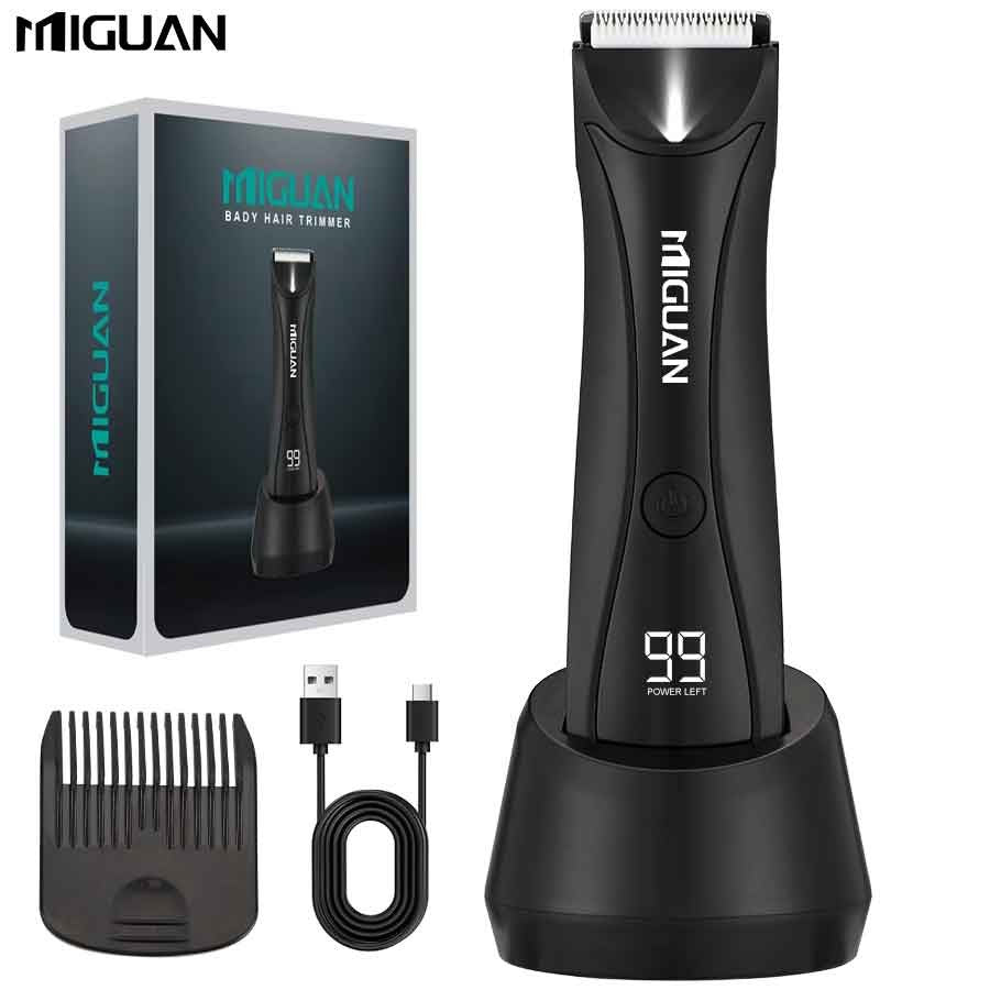 Electric Men's Body Groomer, Hair Clipper & Shaver with USB Charging Docking Station | Features Digital Display | Men's Grooming