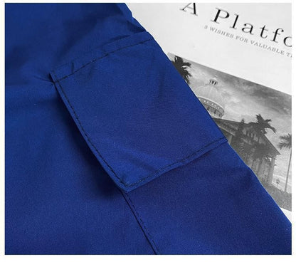 Women Casual Baggy Stripe Cargo Pants Solid Low Waist Joggers Pants Drawstring Wide Leg Baggy Trousers Y2K Streetwear Sweatpants