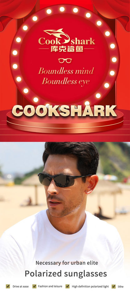 Óculos de sol Cook Shark, novos, de alumínio e magnésio, masculinos, HD polarizados, para dirigir, lentes coloridas, moda.
