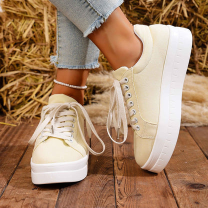 Tênis Feminino 2025 Nova Moda Casual Sapatos Femininos Tênis Designer de Verão Feminino Cadarço Plataforma Esporte Sapatos Feminino