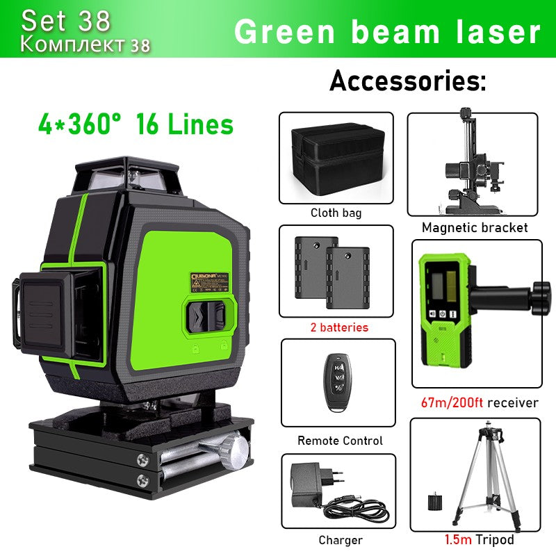 Nível a Laser Clubiona 16/12 Linhas linha verde Autonivelante 360 Horizontal e Vertical Nível a Laser de Feixe Verde Super Potente